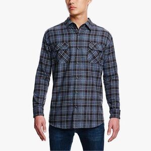 Weatherproof Vintage Men’s XL Flannel Long Sleeve Button Down Shirt Blue Plaid